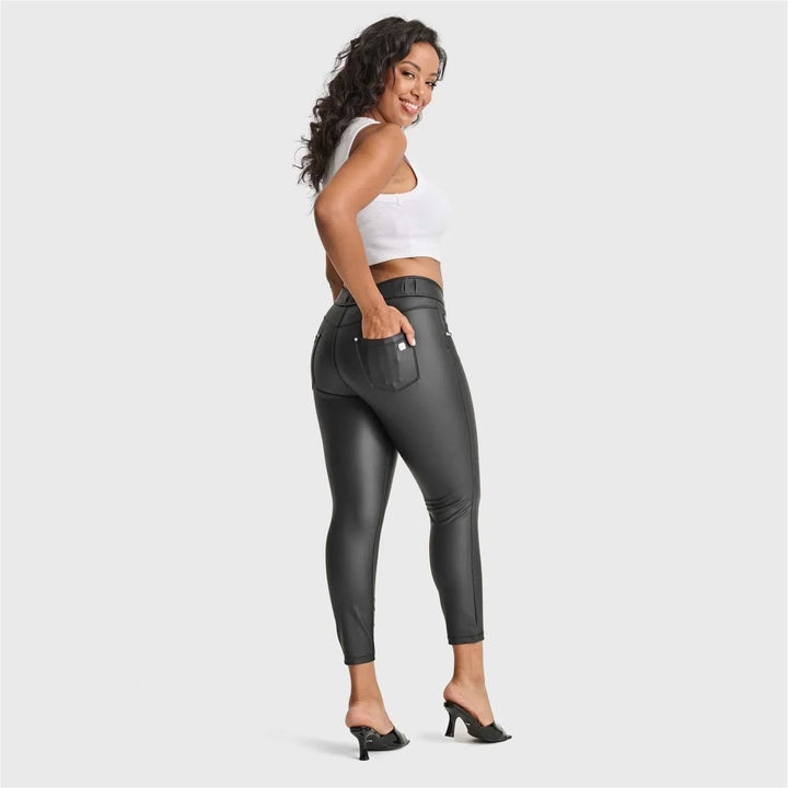 N.O.W® Faux Leather - High Waisted - Petite Length - Black - Rare Leather