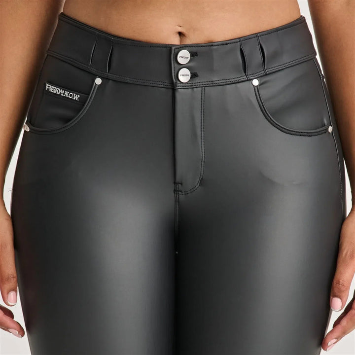 N.O.W® Faux Leather - High Waisted - Petite Length - Black - Rare Leather