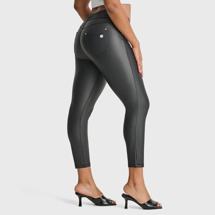 N.O.W® Faux Leather - High Waisted - Petite Length - Black - Rare Leather