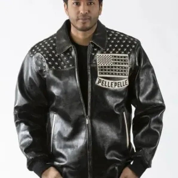 Pelle Pelle All American Heritage Series Black Men’s Jacket | PURE LEATHER JACKET - Rare Leather Order Now !!