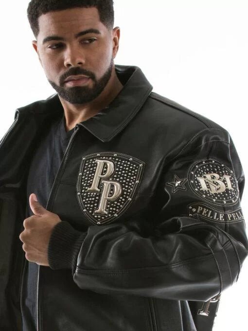 Pelle Pelle Legendary Black Stud Men Jacket - Rare Leather Order Now !!