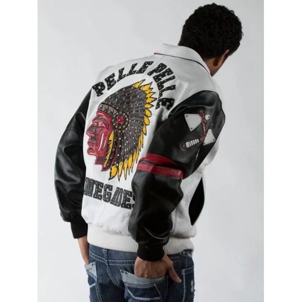 Pelle Pelle Mens Renegades Chief Keef White Studded Leather Jacket - Rare Leather Order Now !!