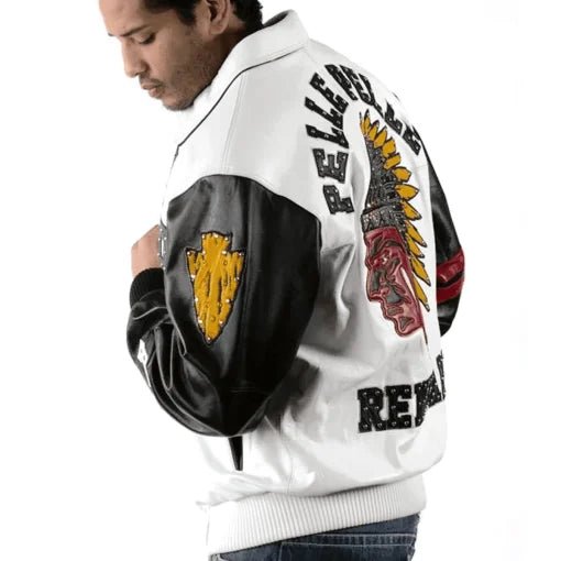 Pelle Pelle Mens Renegades Chief Keef White Studded Leather Jacket - Rare Leather Order Now !!