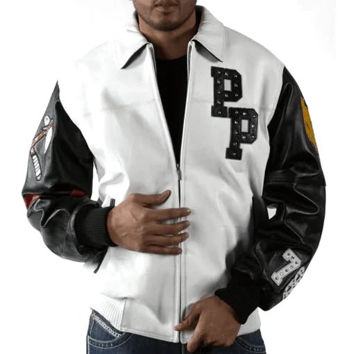 Pelle Pelle Mens Renegades Chief Keef White Studded Leather Jacket - Rare Leather Order Now !!
