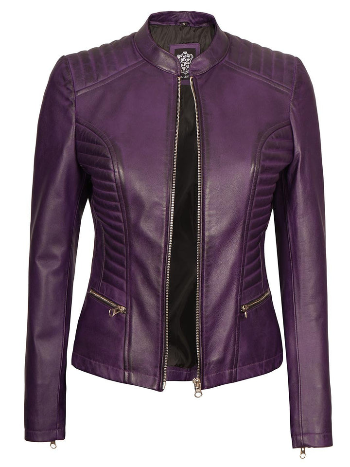 Rachel Women's Biker Purple Leather Jacket - Rare Leather