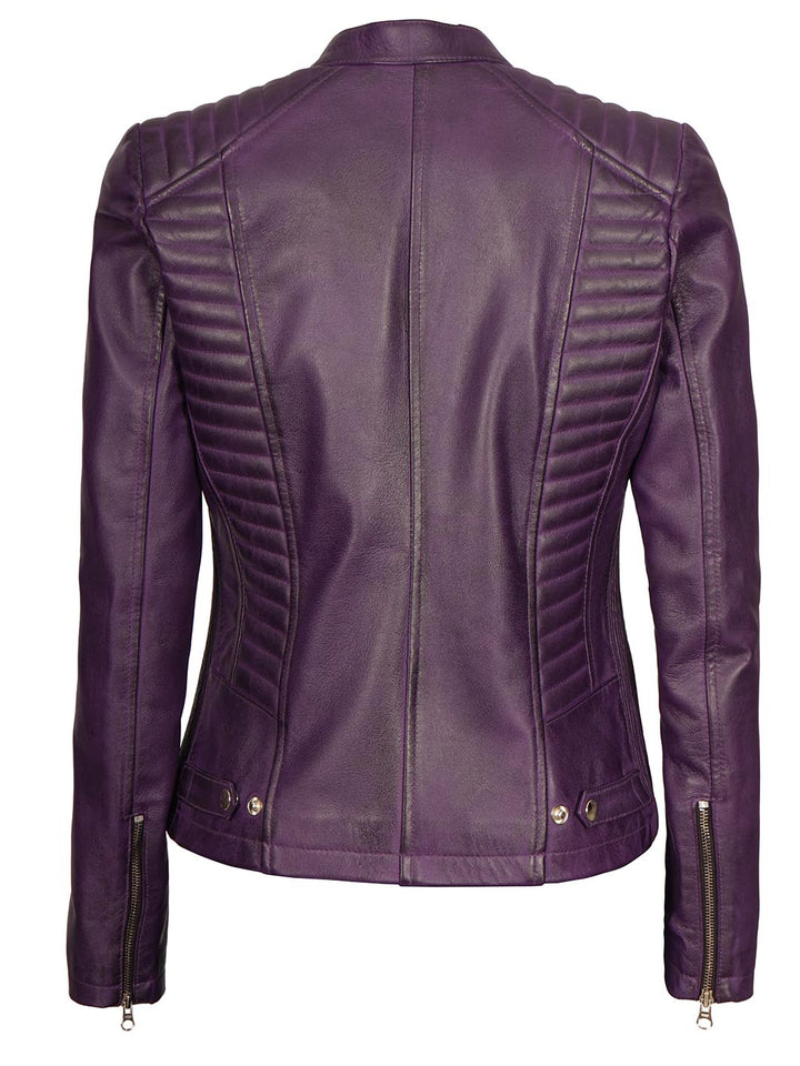Rachel Women's Biker Purple Leather Jacket - Rare Leather