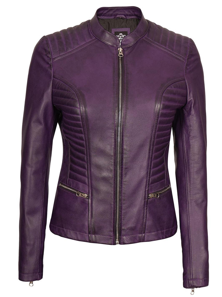 Rachel Women's Biker Purple Leather Jacket - Rare Leather
