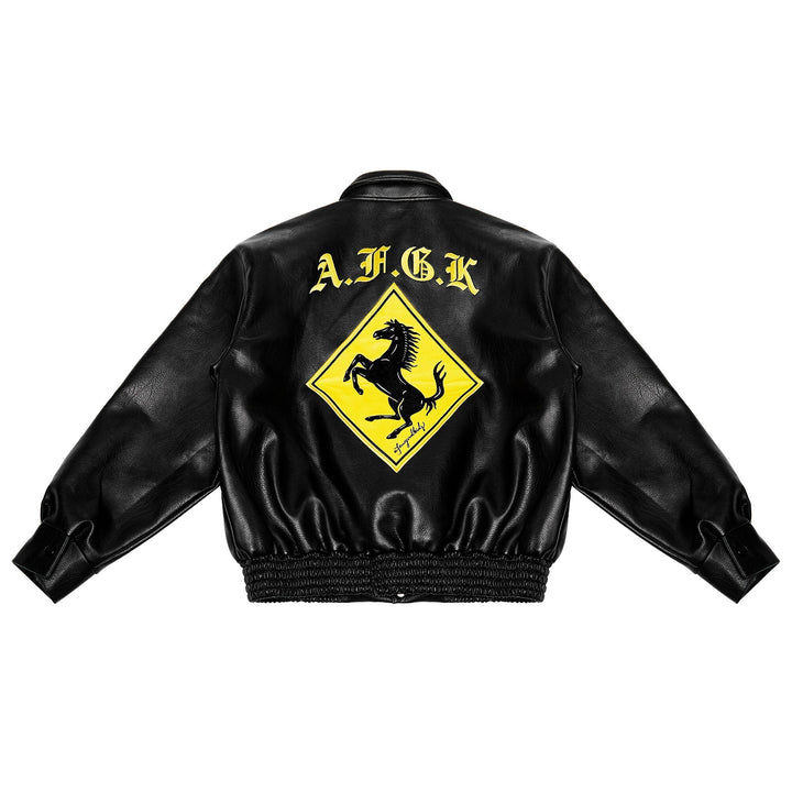 Racing Ferrari Leather Jacket – Black - Rare Leather Order Now !!