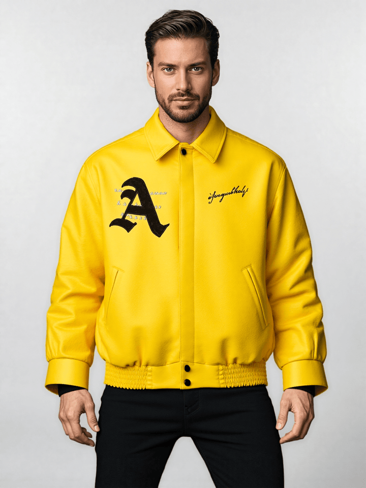 Racing Ferrari Leather Jacket – Yellow - Rare Leather Order Now !!