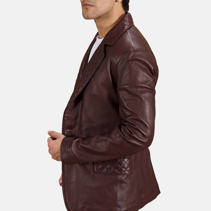Radaron Quilted Maroon Leather Blazer - Rare Leather