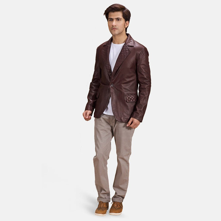 Radaron Quilted Maroon Leather Blazer - Rare Leather