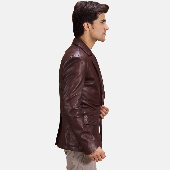 Radaron Quilted Maroon Leather Blazer - Rare Leather
