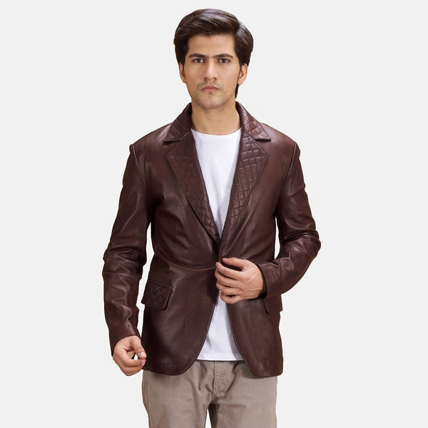 Radaron Quilted Maroon Leather Blazer - Rare Leather