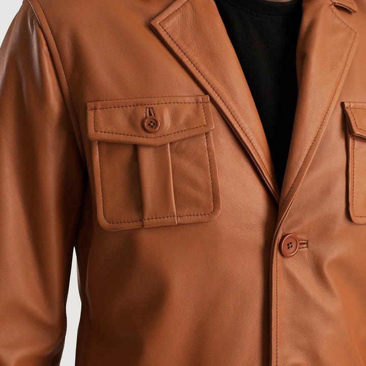 Ray Cutler Tan Brown Leather Blazer - Rare Leather