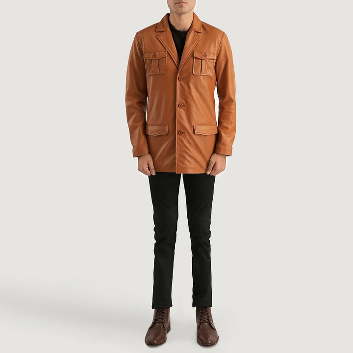 Ray Cutler Tan Brown Leather Blazer - Rare Leather