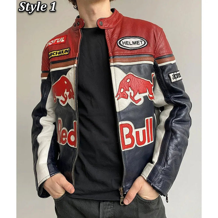 Red Bull Motorcycle Leather Jacket - Rare Leather