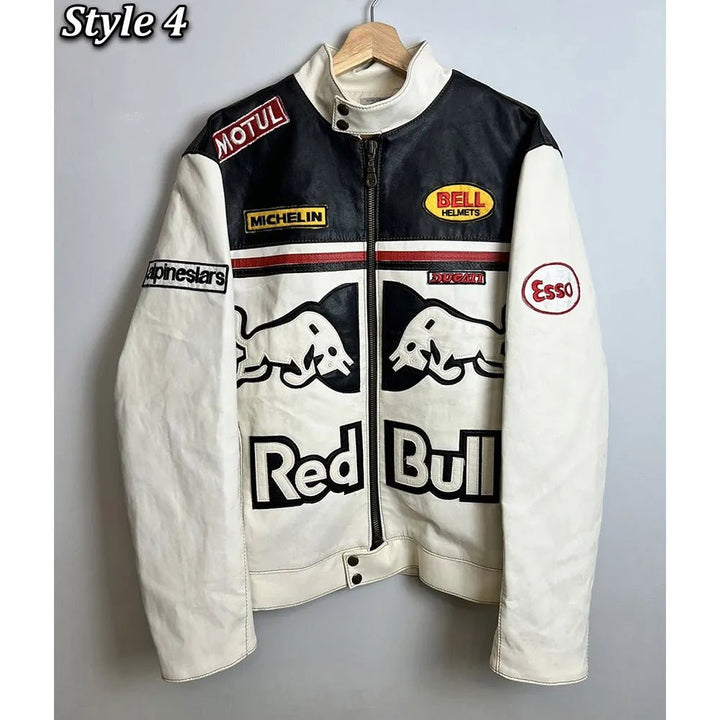 Red Bull Motorcycle Leather Jacket - Rare Leather
