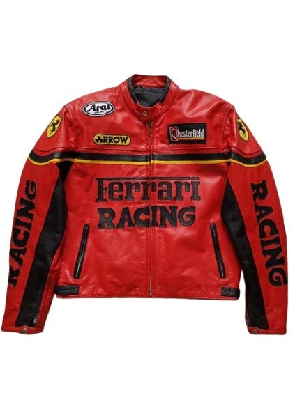 Red Ferrari Racing Leather Jacket - Rare Leather