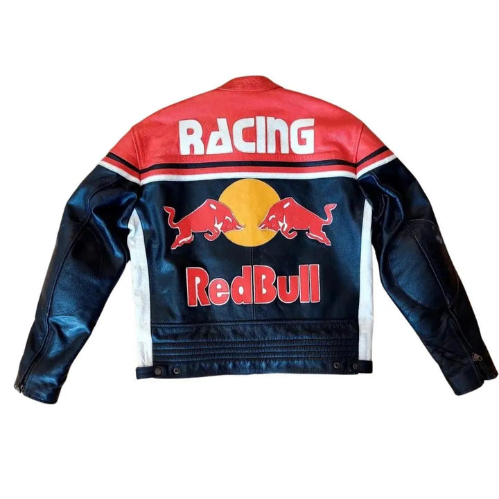 Redbull Leather Jacket - Red & Black (Yellow Logo) - Rare Leather Order Now !!