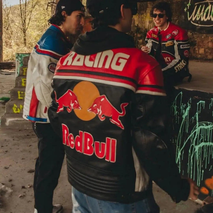 Redbull Leather Jacket - Red & Black (Yellow Logo) - Rare Leather Order Now !!