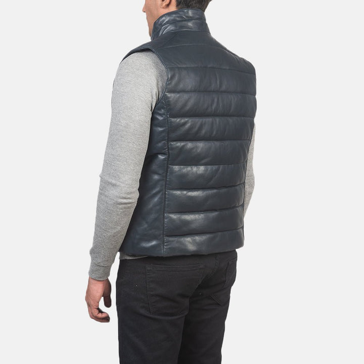 Reeves Blue Leather Puffer Vest - Rare Leather