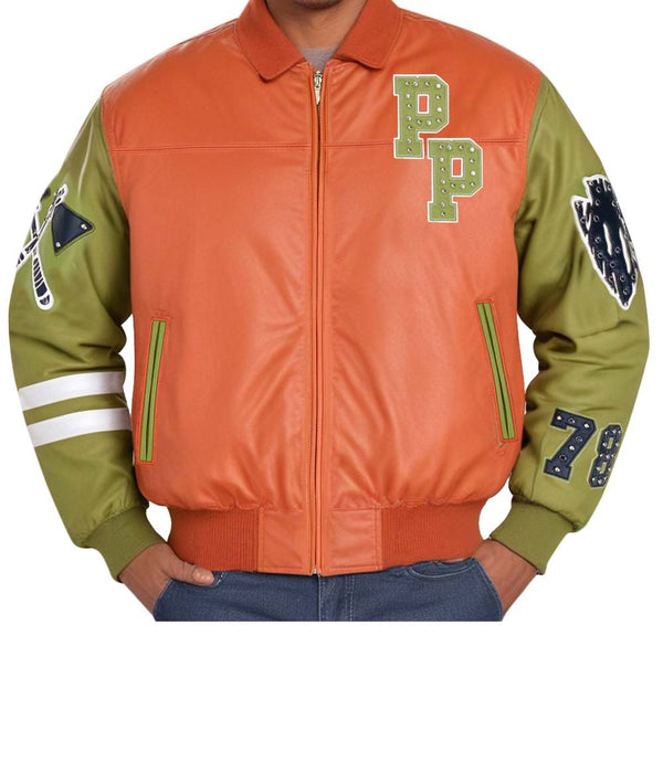 Renegades Orange Green Leather Jacket - Rare Leather Order Now !!