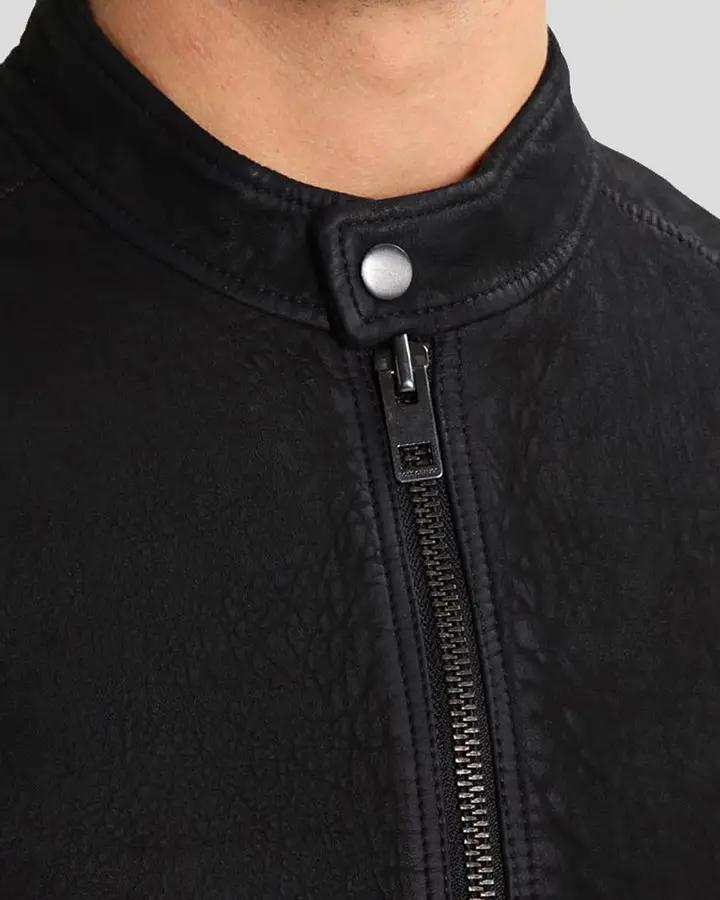 Rey Black Suede Racer Leather Jacket - Rare Leather