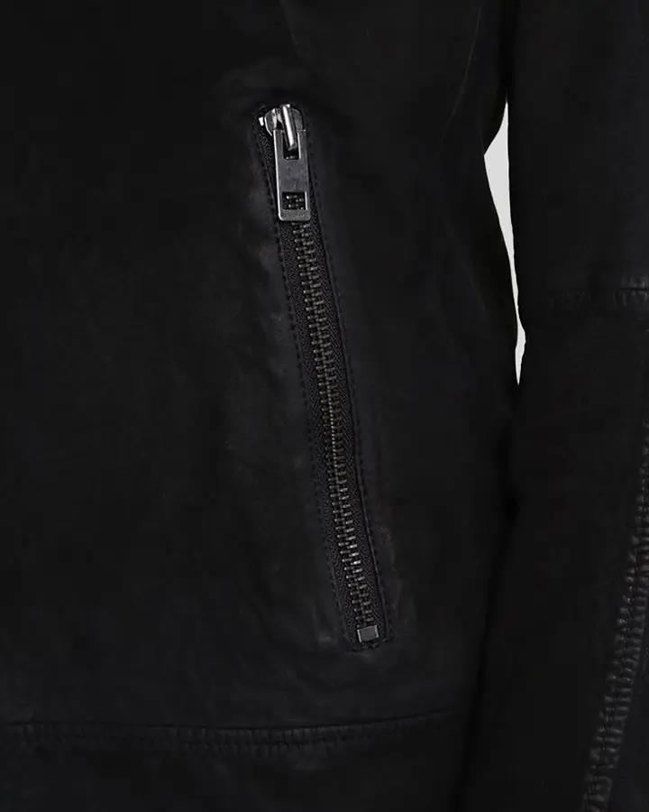 Rey Black Suede Racer Leather Jacket - Rare Leather