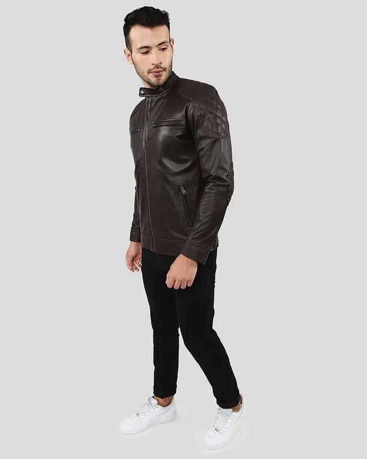Ricardi Brown Leather Racer Jacket - Rare Leather