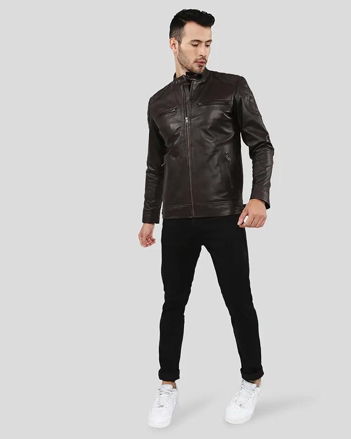 Ricardi Brown Leather Racer Jacket - Rare Leather