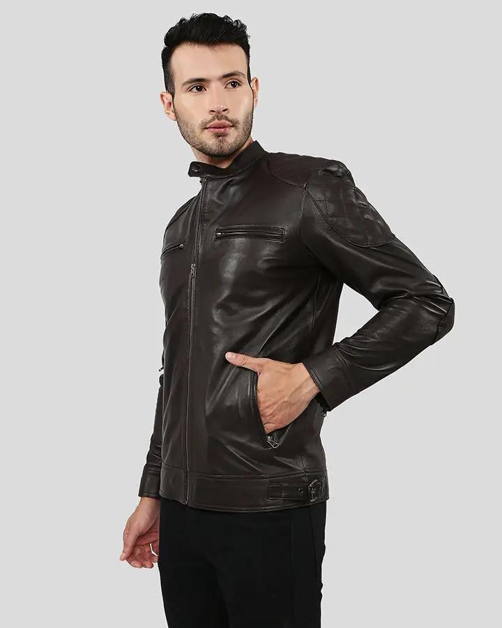 Ricardi Brown Leather Racer Jacket - Rare Leather