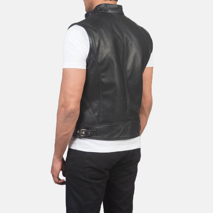 Roland Black Leather Biker Vest - Rare Leather