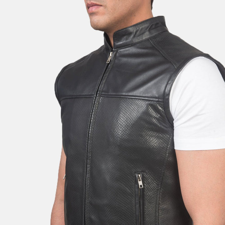 Roland Black Leather Biker Vest - Rare Leather