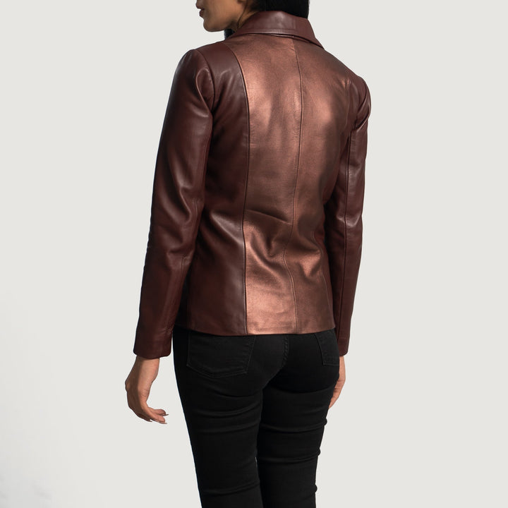 Ruby Metallic Maroon Leather Blazer - Rare Leather