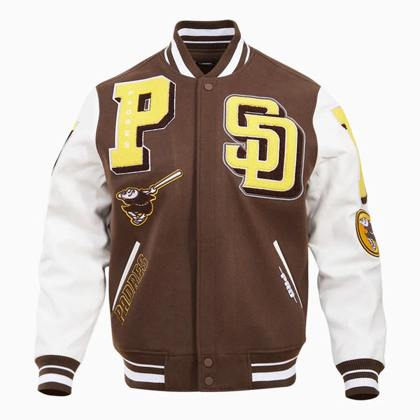 San Diego Padres MLB Mashup Rib Wool Varsity Jacket - Rare Leather