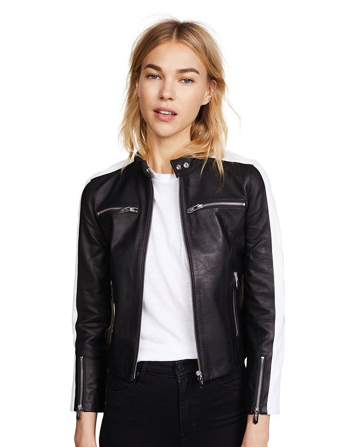 Selda Black & White Racer Leather Jackets - Rare Leather