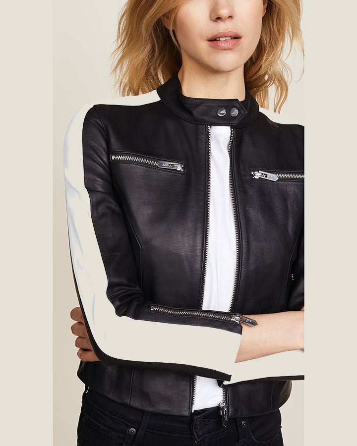 Selda Black & White Racer Leather Jackets - Rare Leather