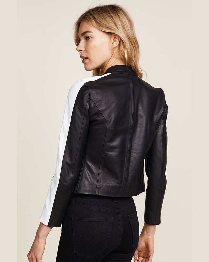 Selda Black & White Racer Leather Jackets - Rare Leather