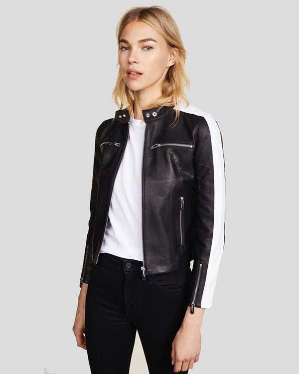 Selda Black & White Racer Leather Jackets - Rare Leather