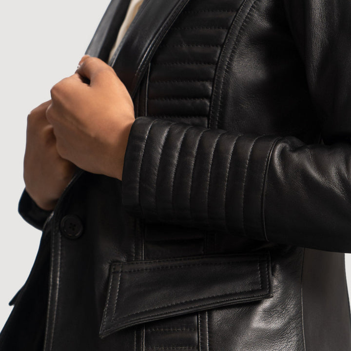 Selina Black Leather Blazer - Rare Leather