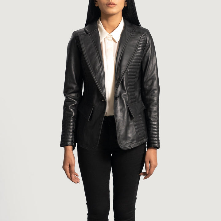 Selina Black Leather Blazer - Rare Leather