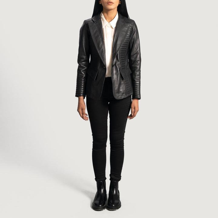 Selina Black Leather Blazer - Rare Leather