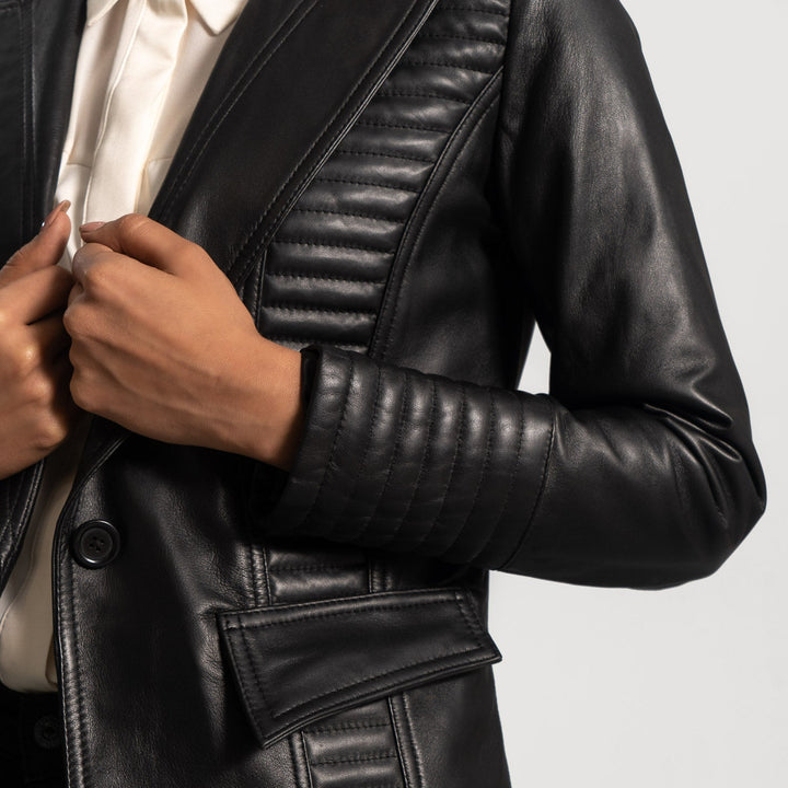 Selina Black Leather Blazer - Rare Leather