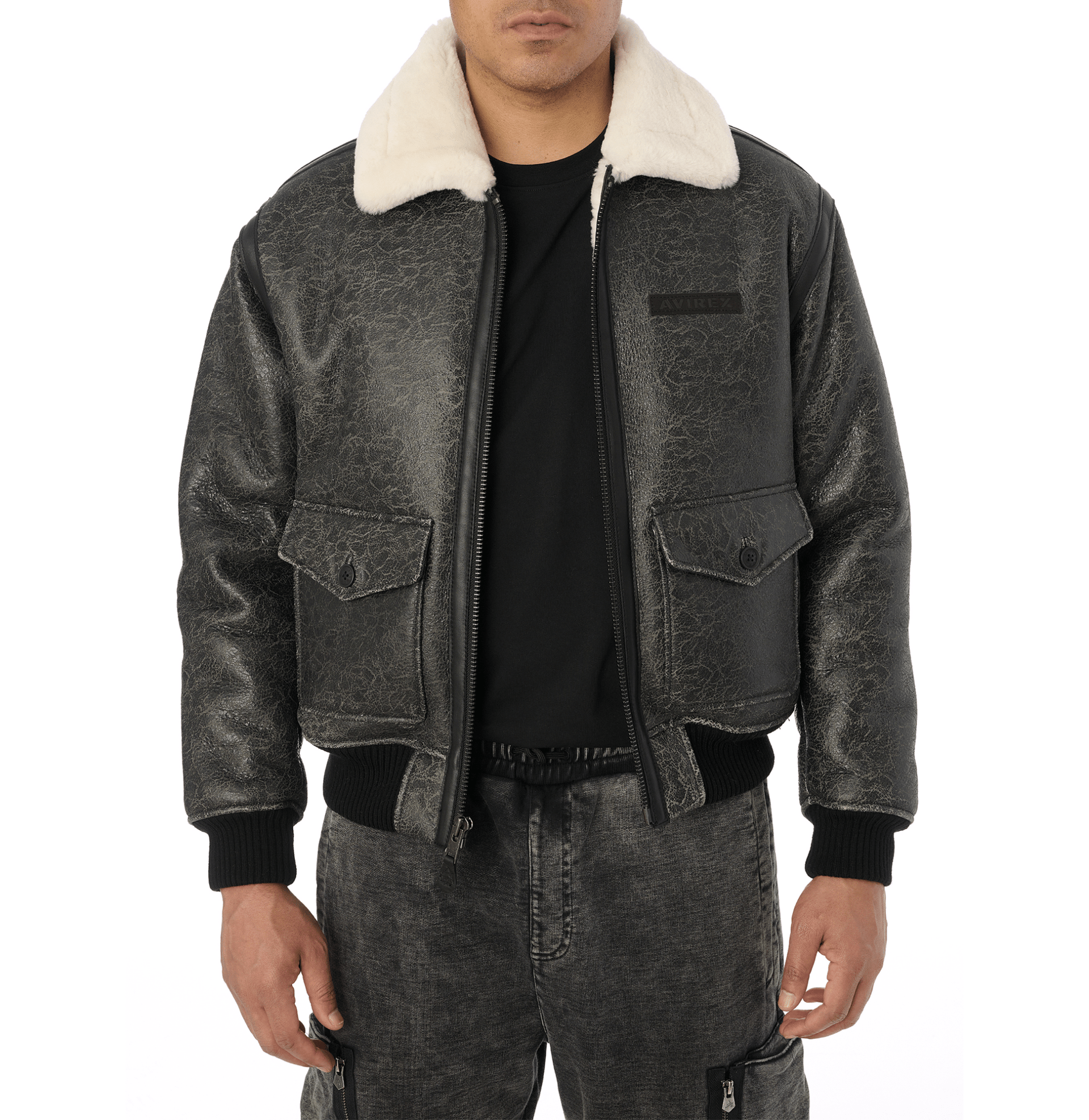 ORIGINAL SHEARLING B-3 タイプ Vintage TYPE B-3 Shearling Leather Flight Bomber Jacket