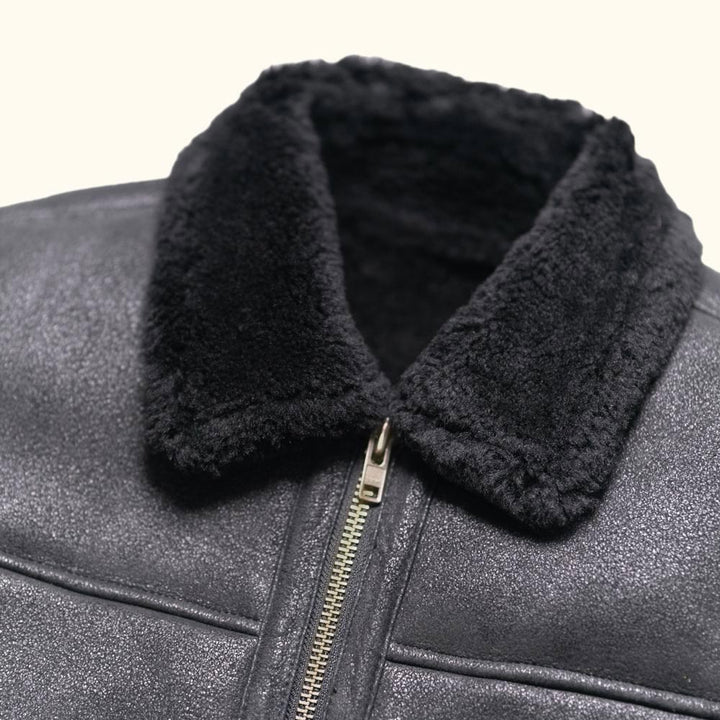 Shearling Leather Bomber Jacket | Black - Rare Leather