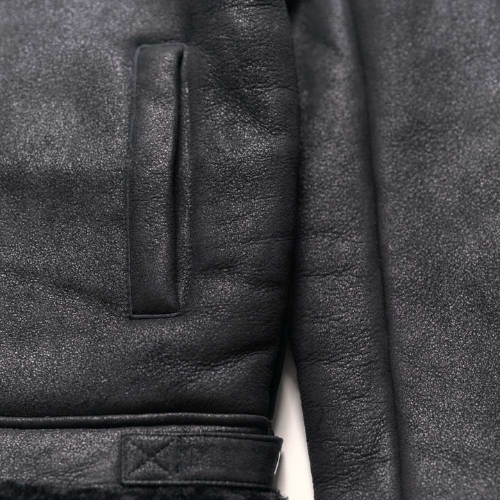 Shearling Leather Bomber Jacket | Black - Rare Leather