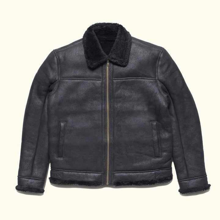 Shearling Leather Bomber Jacket | Black - Rare Leather