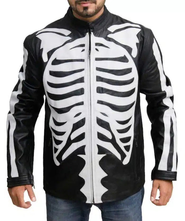 Skeleton Black Halloween Leather Jacket - Rare Leather