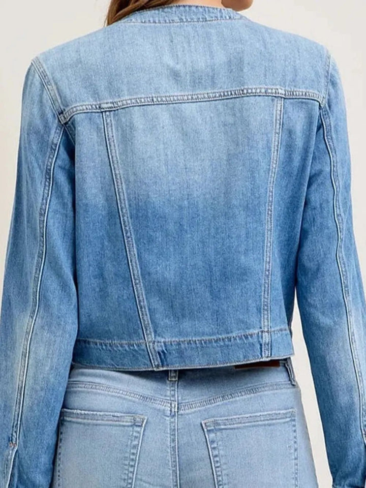 Snap Down Dropped Cargo Denim Jacket - Rare Leather