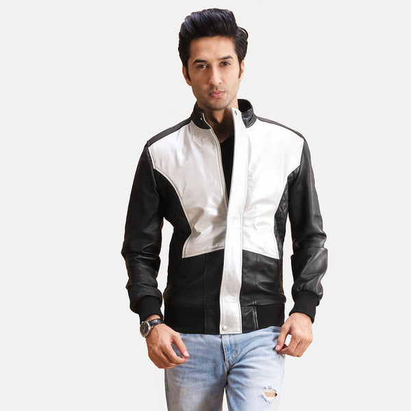 Spade Silver Black Leather Bomber Jacket - Rare Leather